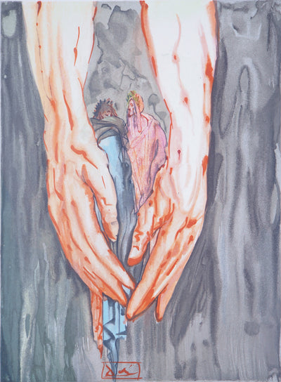 Salvador DALI : La montée de Géryon, Bois gravé original signé