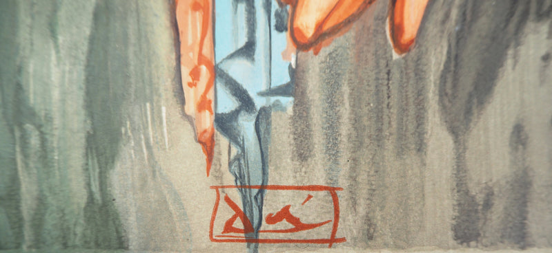 Salvador DALI : La montée de Géryon, Bois gravé original signé