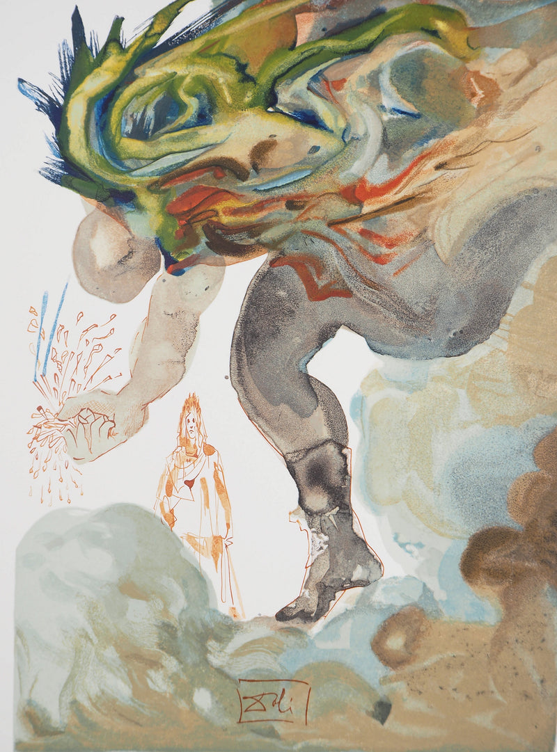 Salvador DALI : Les géants, Bois gravé original signé