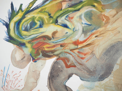 Salvador DALI : Les géants, Bois gravé original signé