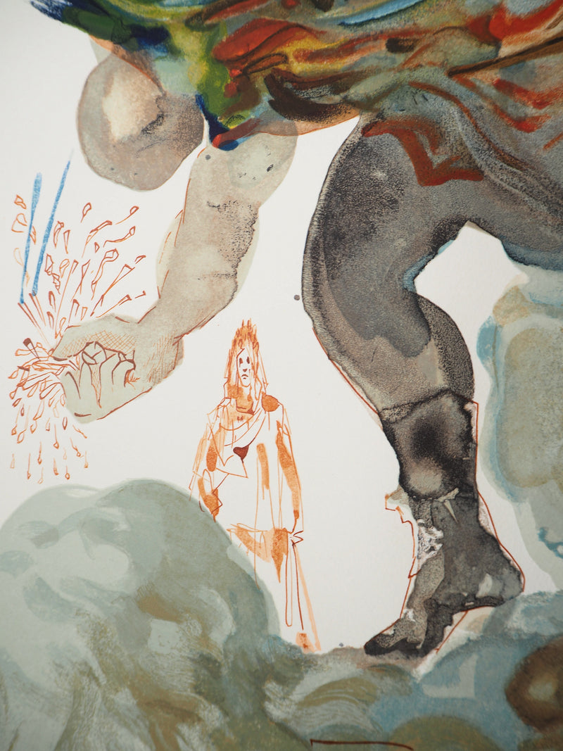 Salvador DALI : Les géants, Bois gravé original signé