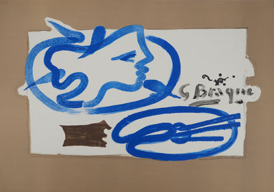 Georges BRAQUE : Profil à la palette, Lithographie originale (vue générale) - Crédit photo : Galerie Art.Paris