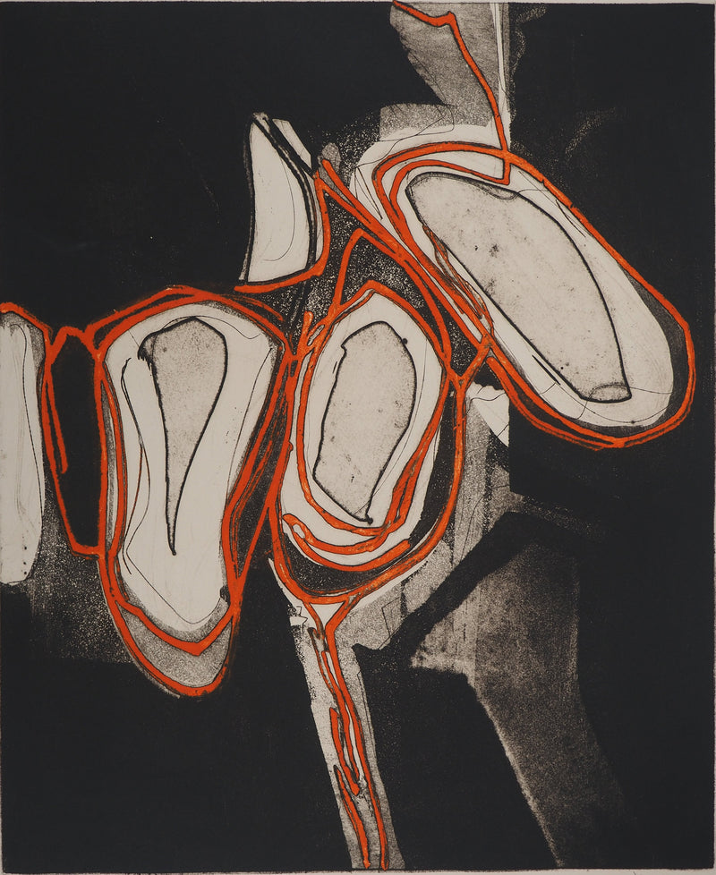Bertrand DORNY : Composition au fil rouge, Gravure originale (photo de détail 3) - Crédit photo : Galerie Art.Paris