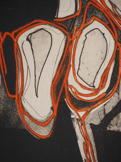 Bertrand DORNY : Composition au fil rouge, Gravure originale (photo de détail 5) - Crédit photo : Galerie Art.Paris