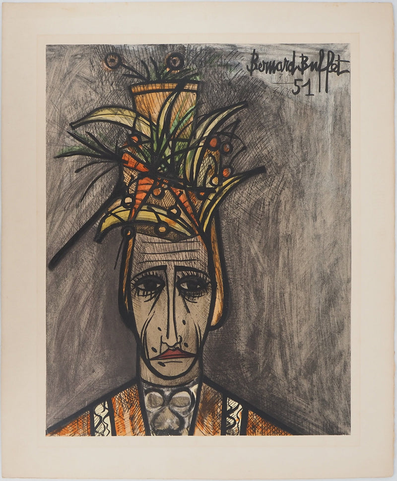 Bernard BUFFET : Clown trist, Lithographie originale (vue générale) - Crédit photo : Galerie Art.Paris
