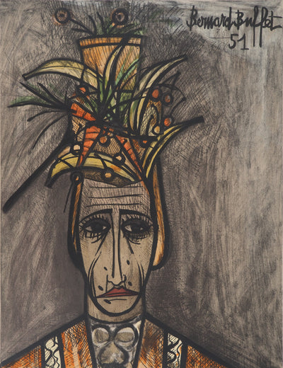 Bernard BUFFET : Clown trist, Lithographie originale (photo de détail 3) - Crédit photo : Galerie Art.Paris