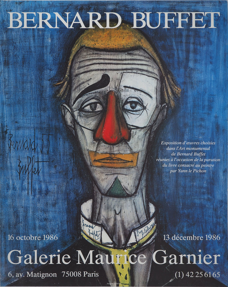 Bernard BUFFET : Portrait de clown, Affiche originale (vue générale) - Crédit photo : Galerie Art.Paris