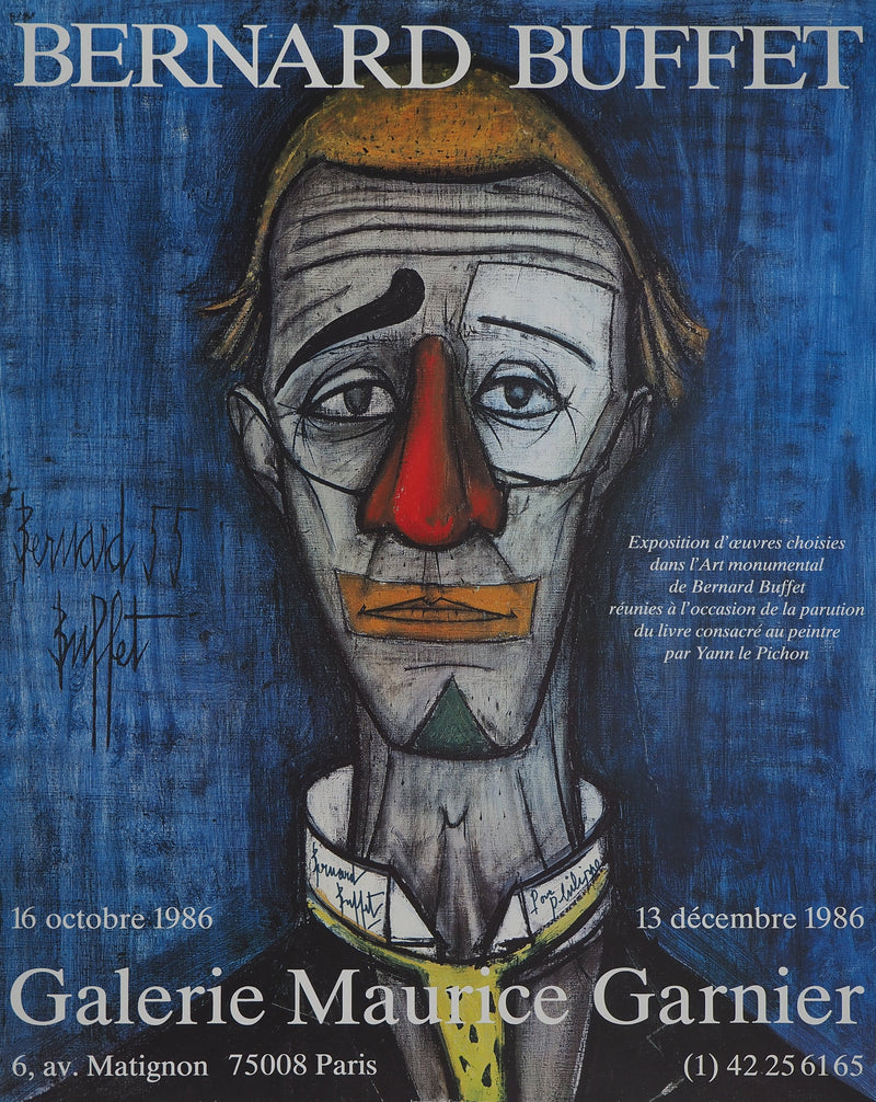 Bernard BUFFET : Portrait de clown, Affiche originale (photo de détail 4) - Crédit photo : Galerie Art.Paris