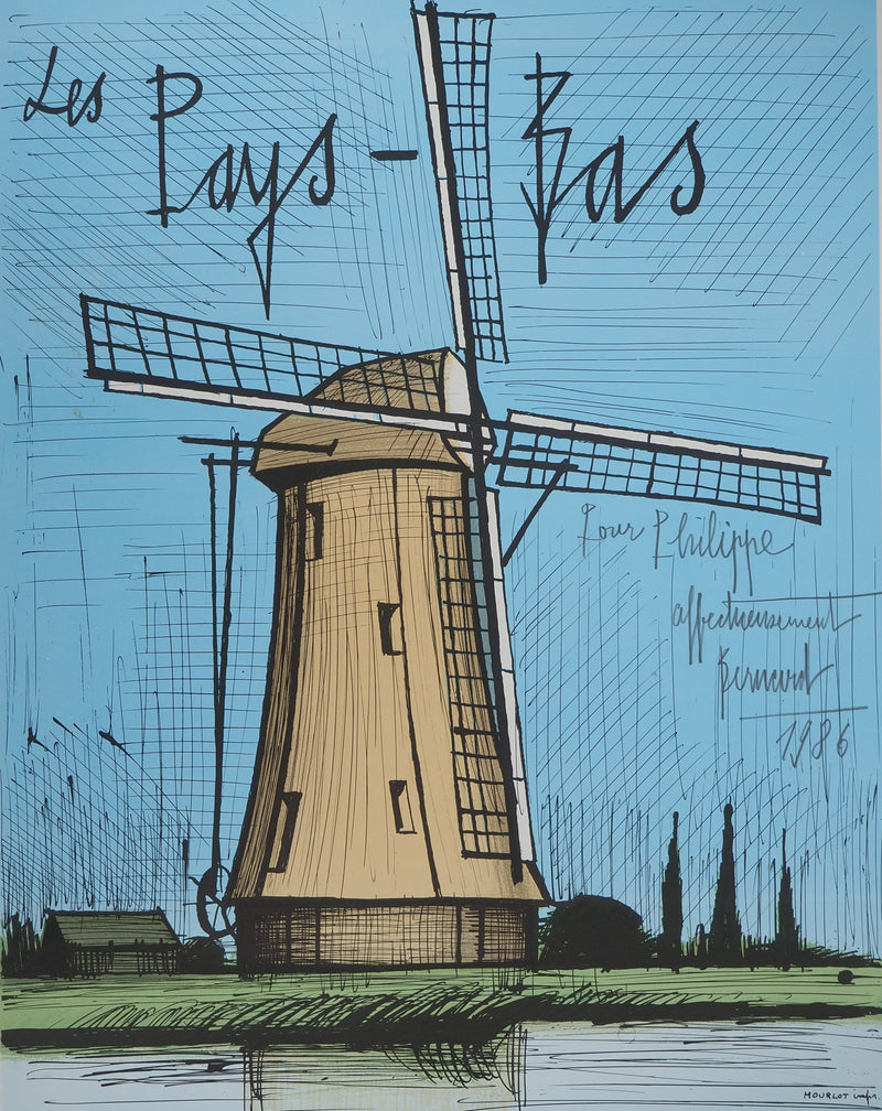 Bernard BUFFET : Pays-Bas : Le Moulin, Affiche originale (photo de détail 3) - Crédit photo : Galerie Art.Paris