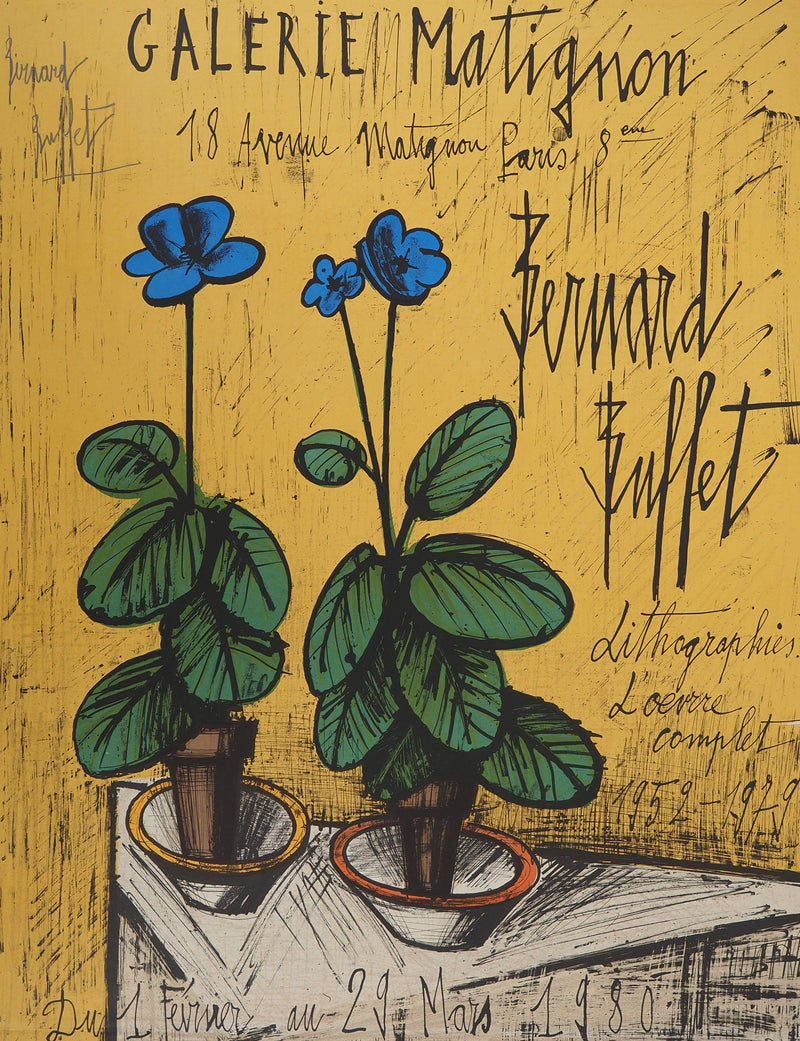 Bernard BUFFET : Primevères bleues, Affiche originale (vue générale) - Crédit photo : Galerie Art.Paris