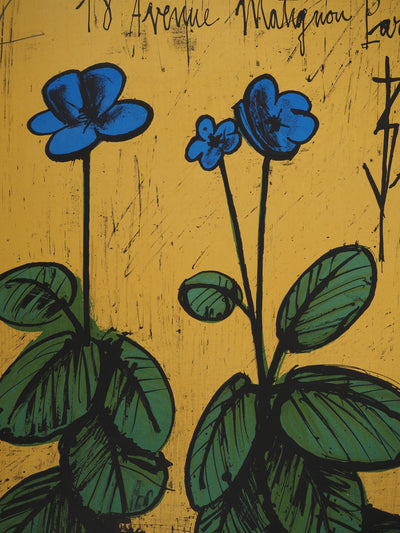 Bernard BUFFET : Primevères bleues, Affiche originale (photo de détail 4) - Crédit photo : Galerie Art.Paris