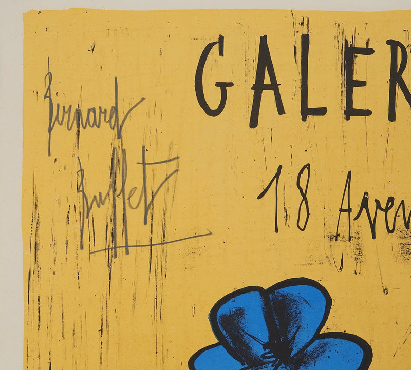 Bernard BUFFET : Primevères bleues, Affiche originale (photo de détail 2) - Crédit photo : Galerie Art.Paris