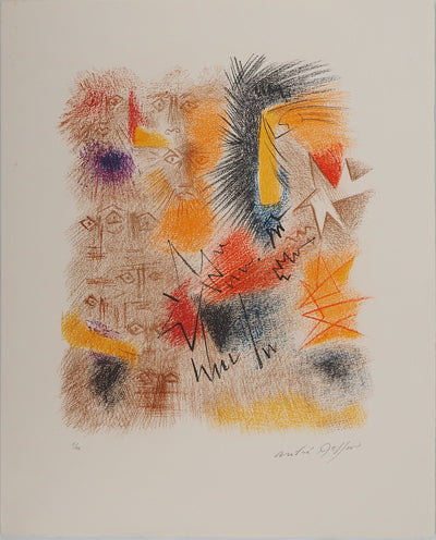 André MASSON : Astres et visages, Lithographie originale (vue générale) - Crédit photo : Galerie Art.Paris