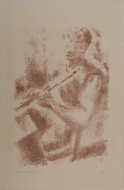 André MASSON : Portrait à la flûte, Lithographie originale (vue générale) - Crédit photo : Galerie Art.Paris