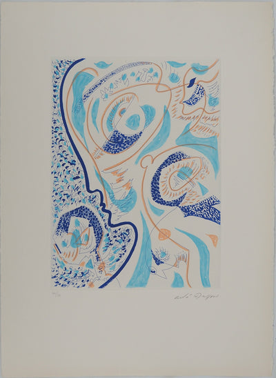 André MASSON : Visage surréaliste, Gravure originale (vue générale) - Crédit photo : Galerie Art.Paris