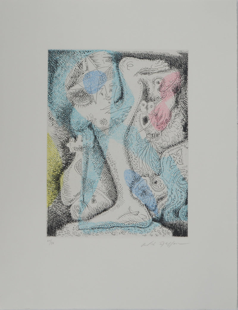 André MASSON : Jambe surréaliste à la colombe, Gravure originale (vue générale) - Crédit photo : Galerie Art.Paris