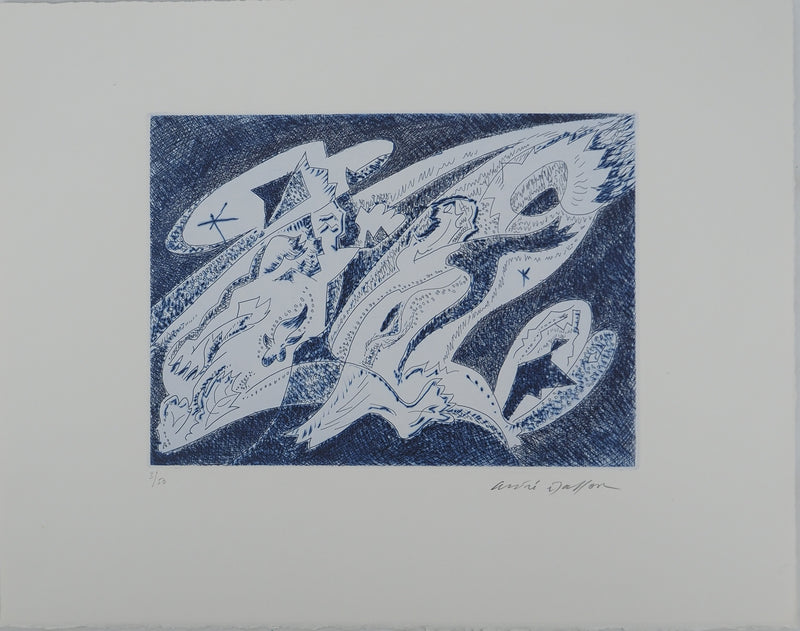 André MASSON : Personnage solaire , Gravure originale (vue générale) - Crédit photo : Galerie Art.Paris