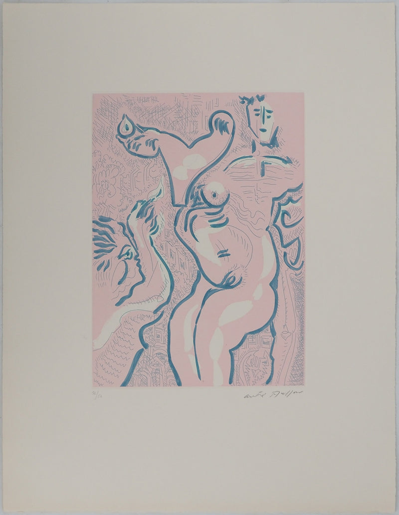 André MASSON : Nu sur fond rose, Gravure originale (vue générale) - Crédit photo : Galerie Art.Paris