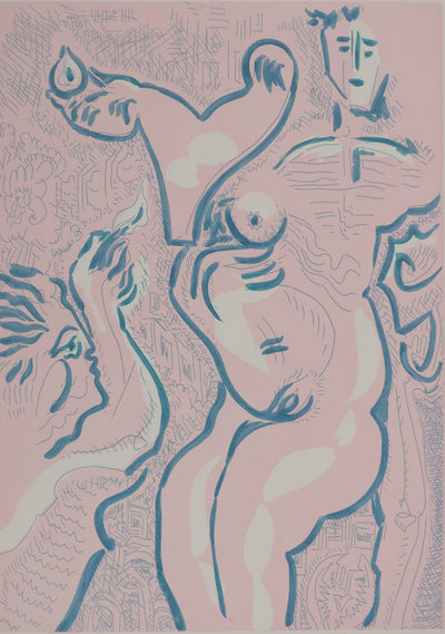 André MASSON : Nu sur fond rose, Gravure originale (photo de détail 3) - Crédit photo : Galerie Art.Paris