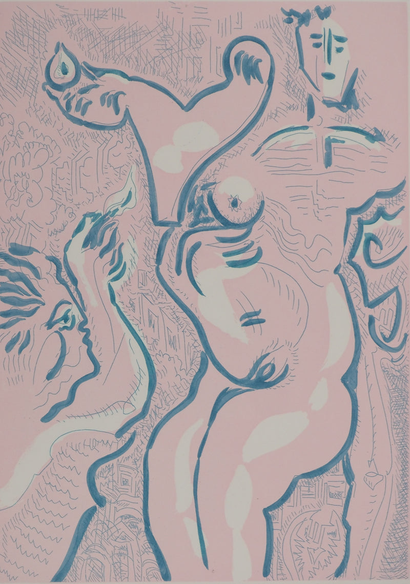 André MASSON : Nu sur fond rose, Gravure originale (photo de détail 3) - Crédit photo : Galerie Art.Paris