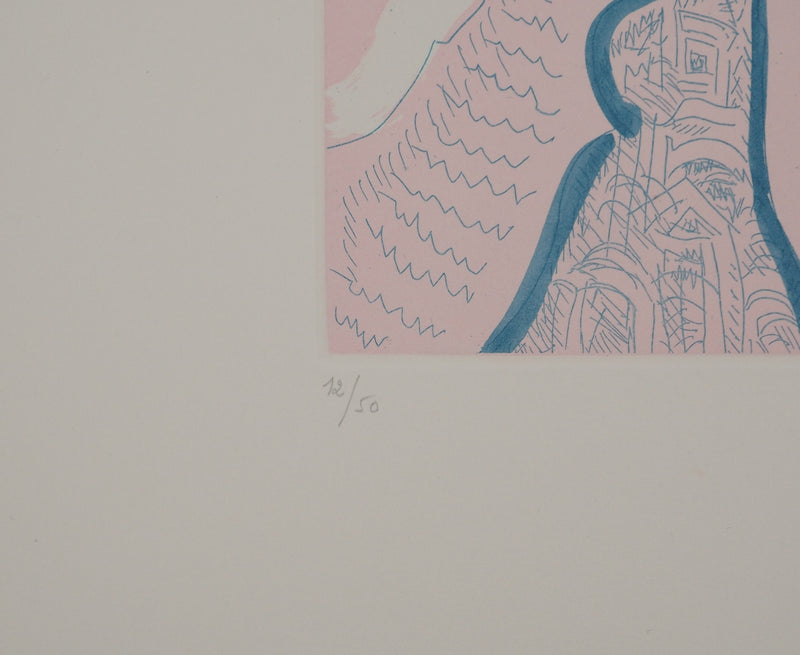 André MASSON : Nu sur fond rose, Gravure originale (photo de détail 7) - Crédit photo : Galerie Art.Paris