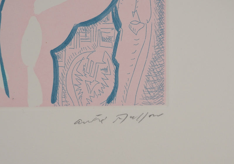 André MASSON : Nu sur fond rose, Gravure originale (photo de détail 2) - Crédit photo : Galerie Art.Paris