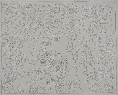 André MASSON : Visage féminin, Gravure originale (photo de détail 3) - Crédit photo : Galerie Art.Paris