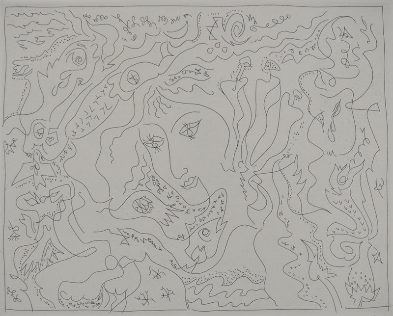 André MASSON : Visage féminin, Gravure originale (photo de détail 3) - Crédit photo : Galerie Art.Paris