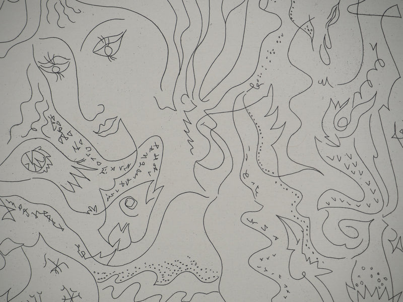 André MASSON : Visage féminin, Gravure originale (photo de détail 5) - Crédit photo : Galerie Art.Paris