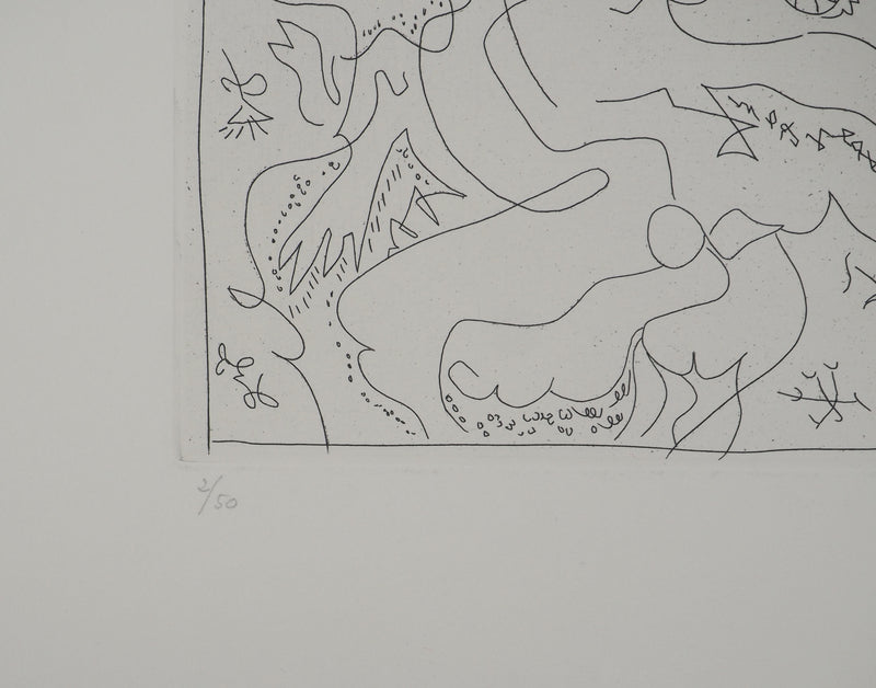 André MASSON : Visage féminin, Gravure originale (photo de détail 6) - Crédit photo : Galerie Art.Paris