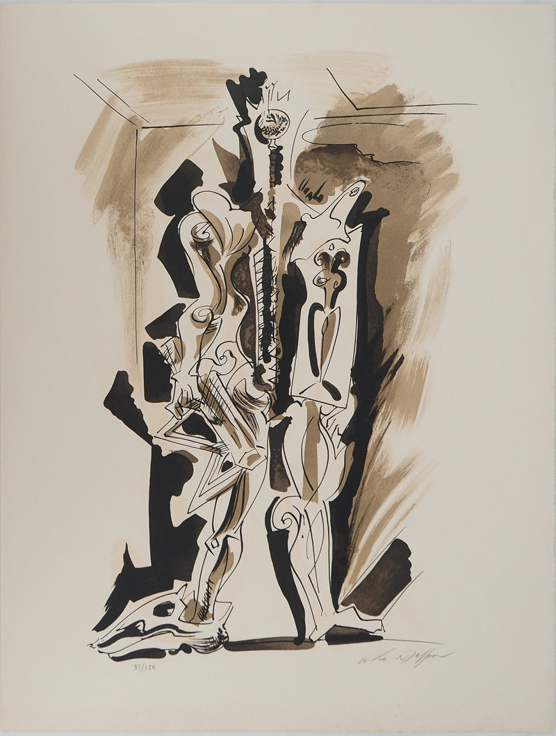André MASSON : Chevalier surréaliste, Lithographie originale (vue générale) - Crédit photo : Galerie Art.Paris