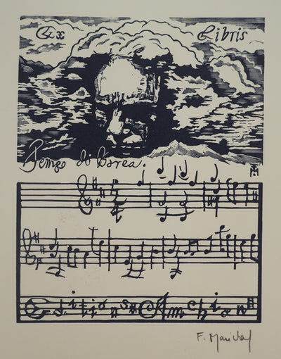 François MARECHAL : Musique : Le compositeur Beethoven, Gravure sur bois originale (photo de détail 3) - Crédit photo : Galerie Art.Paris