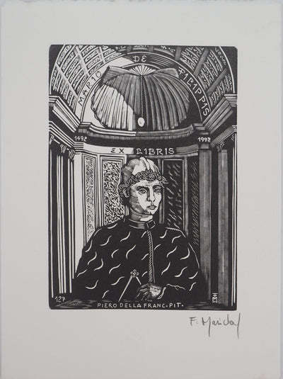 François MARECHAL : Piero della Francesca, Gravure sur bois originale (vue générale) - Crédit photo : Galerie Art.Paris