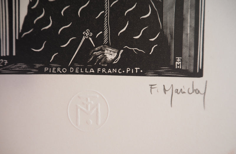 François MARECHAL : Piero della Francesca, Gravure sur bois originale (photo de détail 2) - Crédit photo : Galerie Art.Paris