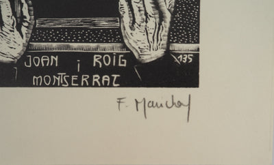 François MARECHAL : La bibliothèque de Poésie, Gravure sur bois originale (photo de détail 4) - Crédit photo : Galerie Art.Paris