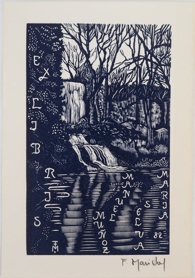 François MARECHAL : La cascade, Gravure sur bois originale (vue générale) - Crédit photo : Galerie Art.Paris