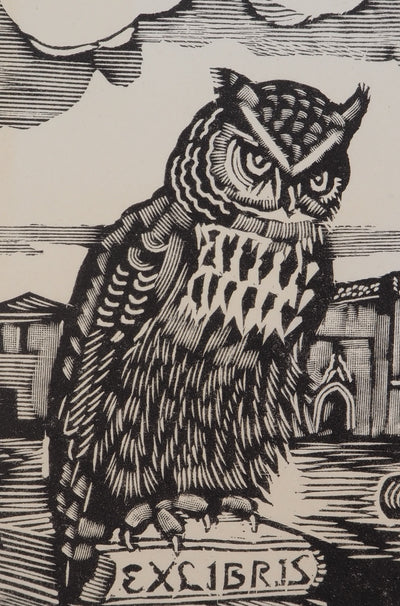 François MARECHAL : Hibou près d'une église, Gravure sur bois originale (photo de détail 4) - Crédit photo : Galerie Art.Paris