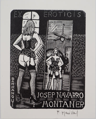 François MARECHAL : Voyeurisme, Gravure sur bois originale (vue générale) - Crédit photo : Galerie Art.Paris