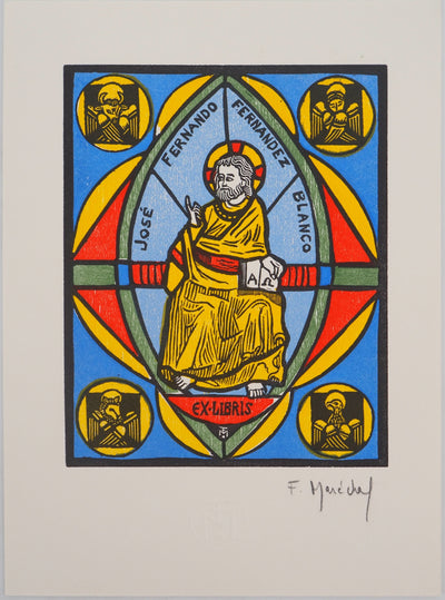 François MARECHAL : Christ et tétramorphe, Gravure sur bois originale (vue générale) - Crédit photo : Galerie Art.Paris