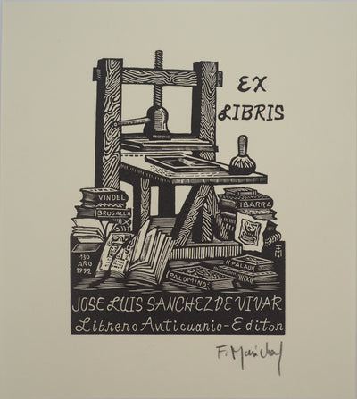 François MARECHAL : L'imprimerie, Gravure sur bois originale (vue générale) - Crédit photo : Galerie Art.Paris