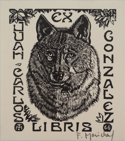 François MARECHAL : Le loup, Gravure sur bois originale (vue générale) - Crédit photo : Galerie Art.Paris