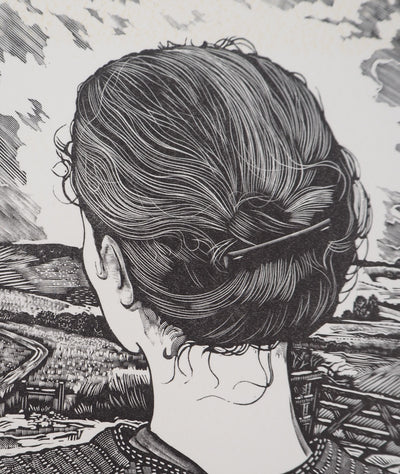 François MARECHAL : Femme regardant un paysage orageux, Gravure sur bois originale (photo de détail 4) - Crédit photo : Galerie Art.Paris