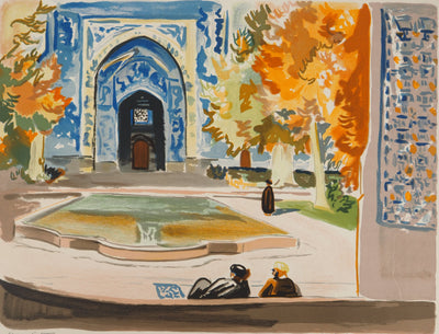 Yves BRAYER : Iran : La grande mosquée d'Ispaha, Lithographie originale (photo de détail 3) - Crédit photo : Galerie Art.Paris