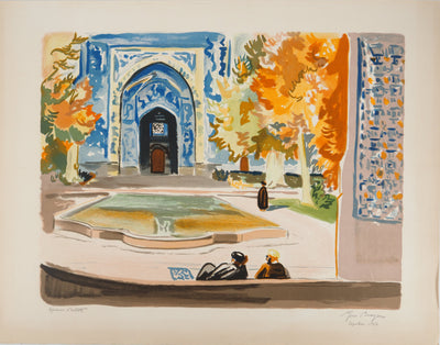 Yves BRAYER : Iran : La grande mosquée d'Ispaha, Lithographie originale (vue générale) - Crédit photo : Galerie Art.Paris