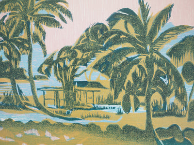 Jeannine HERVE : Guadeloupe : Palmiers au bord de l'océa, Gravure sur bois originale (photo de détail 5) - Crédit photo : Galerie Art.Paris