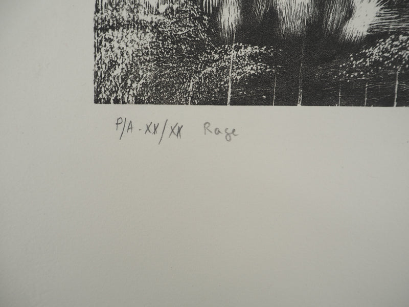 François MARECHAL : Rage : Loup hurlant, Gravure sur bois originale (photo de détail 5) - Crédit photo : Galerie Art.Paris