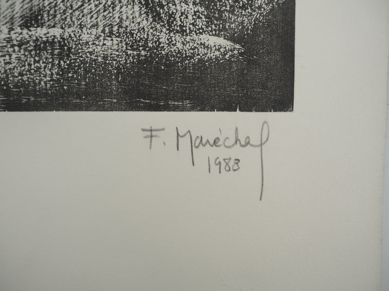 François MARECHAL : Rage : Loup hurlant, Gravure sur bois originale (photo de détail 2) - Crédit photo : Galerie Art.Paris
