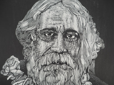 François MARECHAL : Vieil homme au collier de roses, Gravure sur bois originale (photo de détail 4) - Crédit photo : Galerie Art.Paris