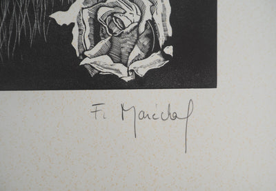 François MARECHAL : Vieil homme au collier de roses, Gravure sur bois originale (photo de détail 2) - Crédit photo : Galerie Art.Paris