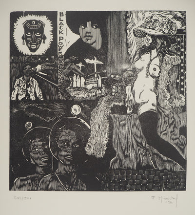François MARECHAL : Black Power, Gravure sur bois originale (vue générale) - Crédit photo : Galerie Art.Paris